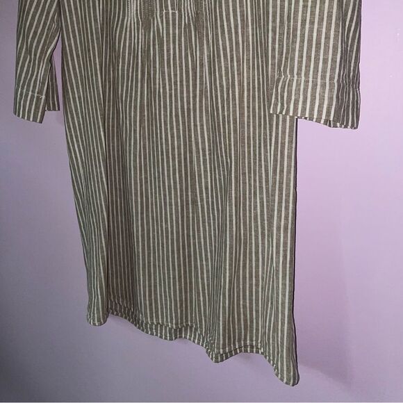 Tahari S Dress Linen Blend Mini Taupe Pinstripe Lagenlook - Picture 3 of 9